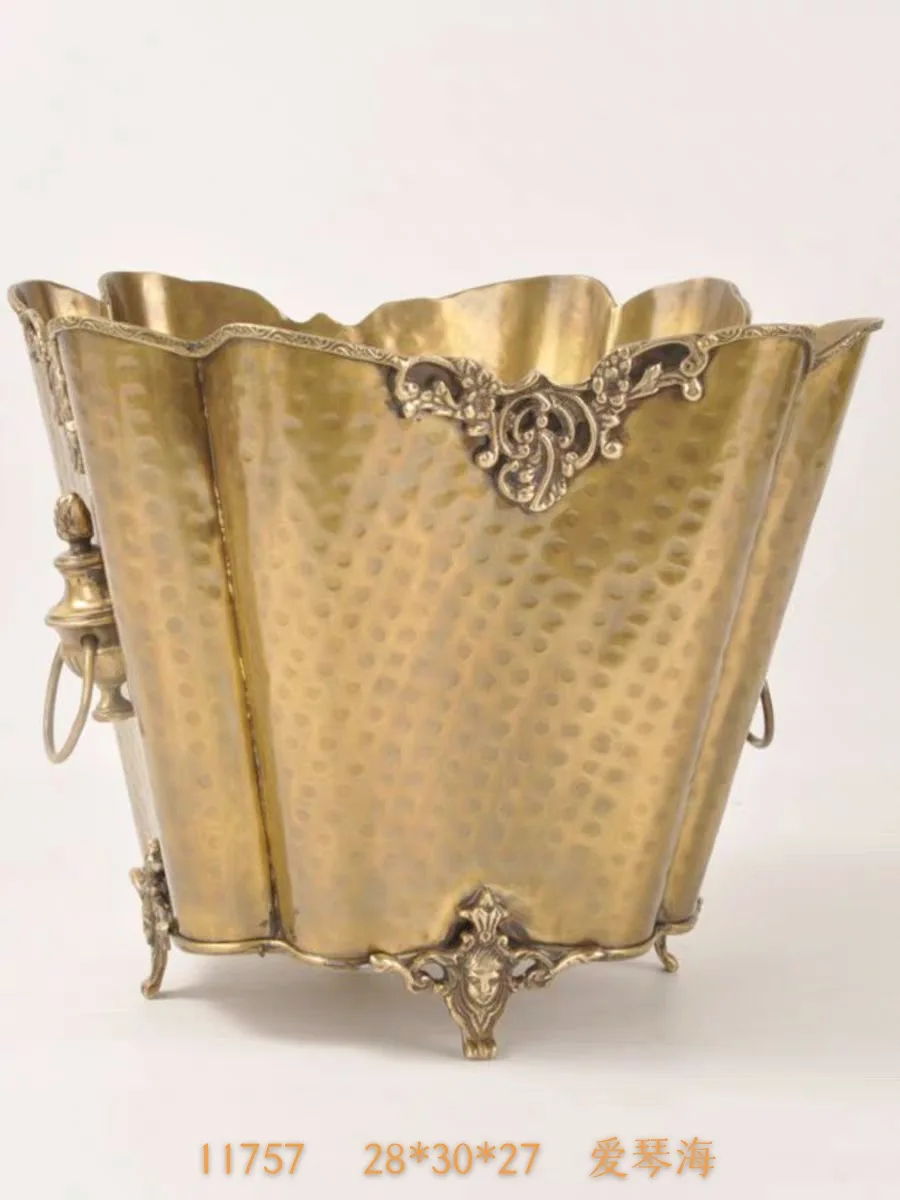 Indian pure brass wine barrel ice bucket retro engraving American bar restaurant club wine set