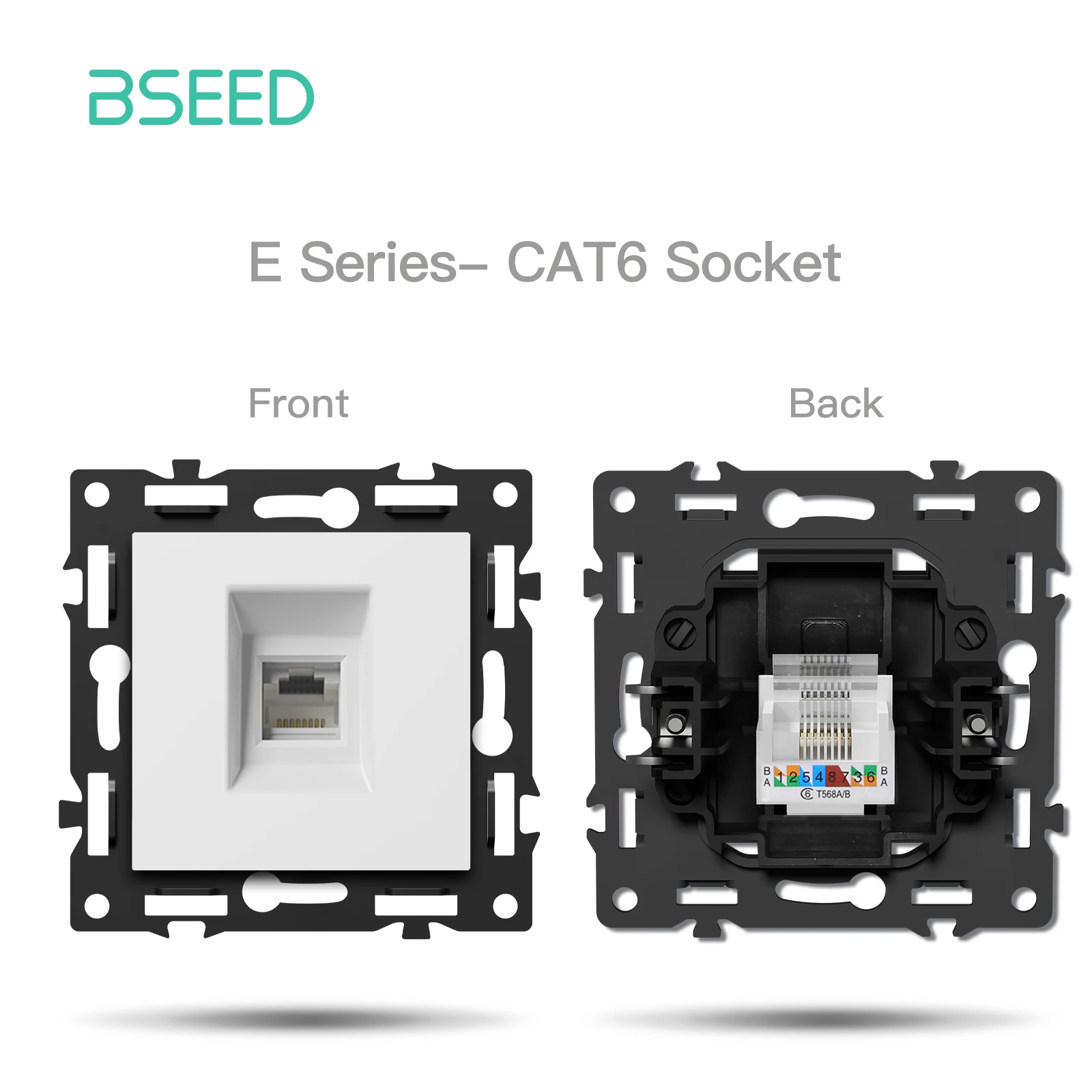 BSEED Zigbee-Schaltmodul ohne Neutralleiter, Smart-Steckdosen, DIY-Kombination, 86mm Glasrahmen, ST TV Cat6 Schlüssel