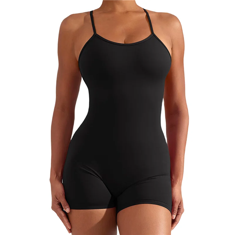 

A83F-комбинезоны с открытой спиной для управления животом для женщин, комбинезоны для тренировок, комбинезоны для йоги без рукавов с V-образным вырезом на спине