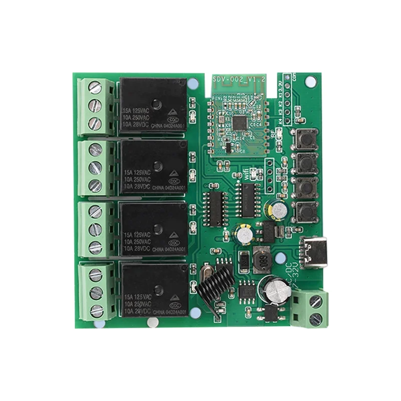 -A90P para ewelink app compatível módulo de interruptor de relé wi-fi inteligente 4 canais ac/dc 7-32v tipo-c 5v 433mhz controle remoto