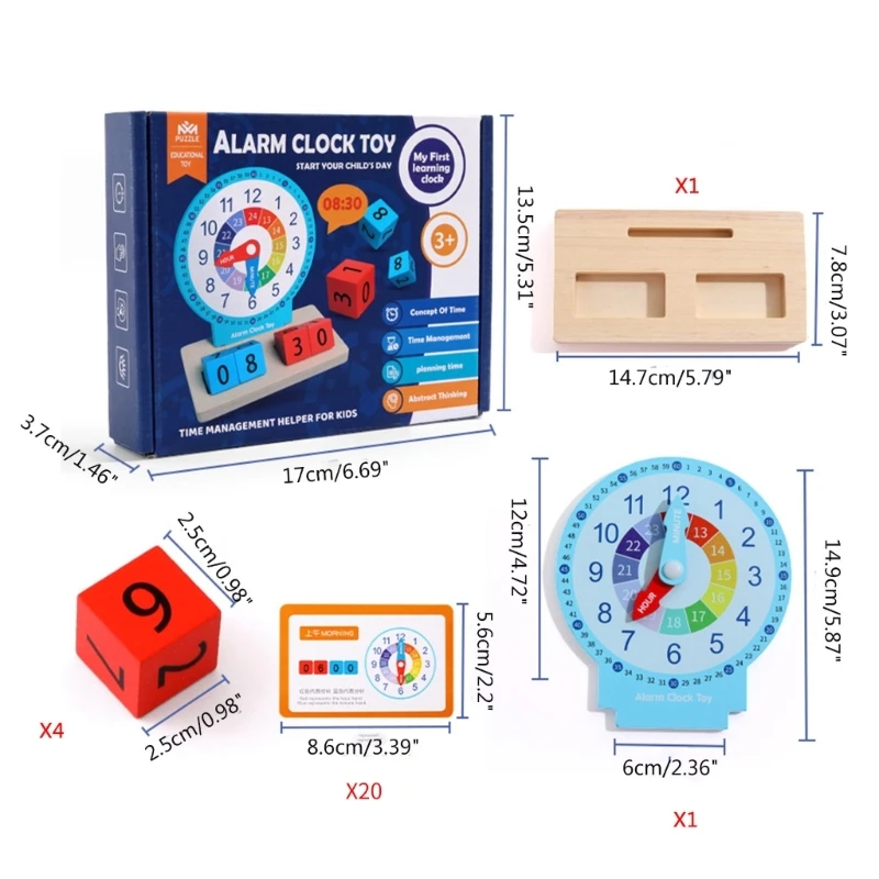 Kids Wooden Clock Time-Learning Teaching Aid For Primary School Clever Board Toy