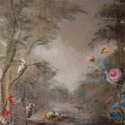 Beibehang-Papier Peint Personnalisé avec Fleurs et Oiseaux Américains, Petits Animaux pour Salon, Fond TV, Canapé, Chambre à Coucher