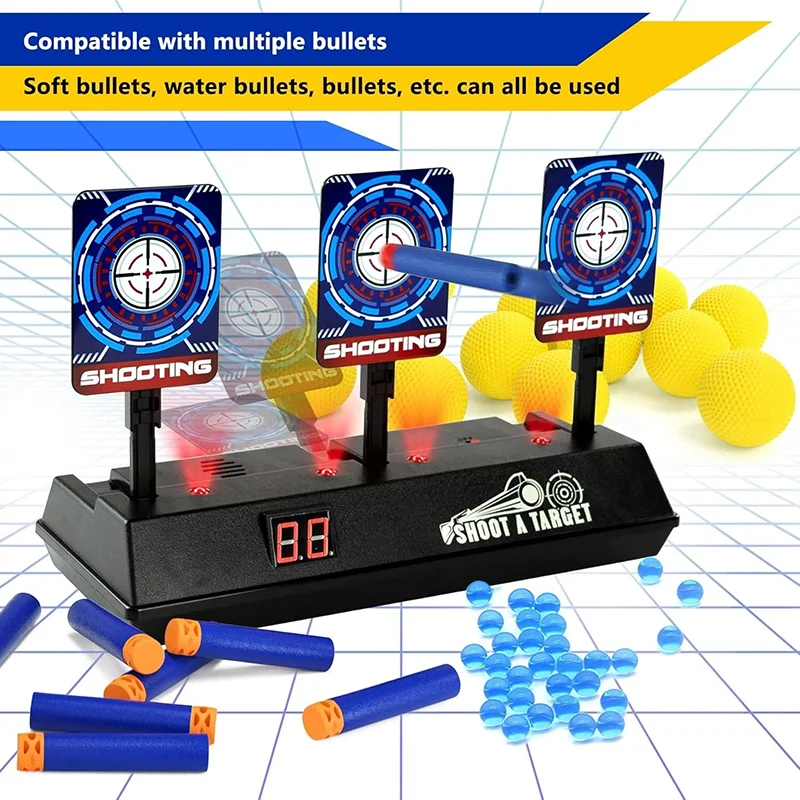 Alvo de tiro eletrônico pontuação alvos digitais de reinicialização automática compatíveis com armas Nerf brinquedos