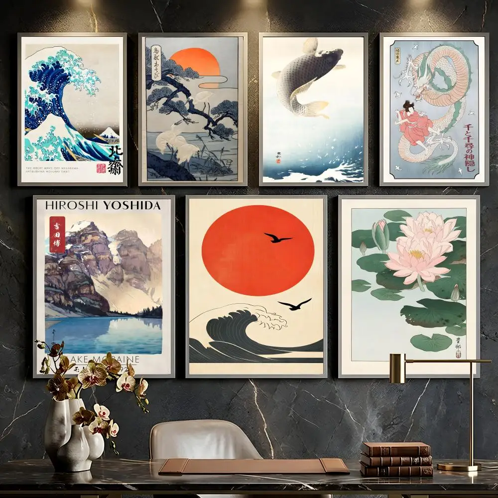 Hokusai Ohara Koson Japanisches Kunstposter – HD – selbstklebende, wasserfeste, hochfeste, universelle Wanddekoration