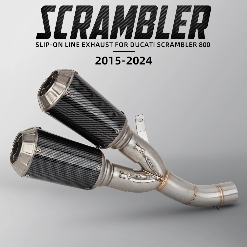 

For Ducati Scrambler 800 821 2015-2025 Motorcycle Slip on Line Exhaust Stainless Middle Pipe Connect with DB Killer Muffler