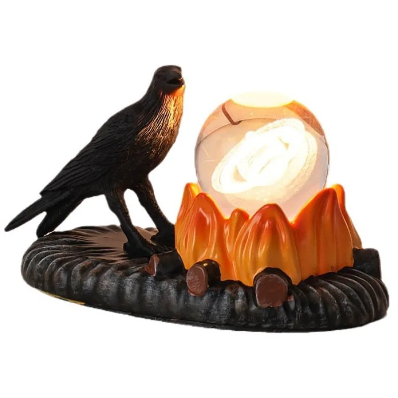 Nice โคมไฟตั้งโต๊ะ Creative Bird ตกแต่งโคมไฟข้างเตียงปลั๊ก USB Night Lights