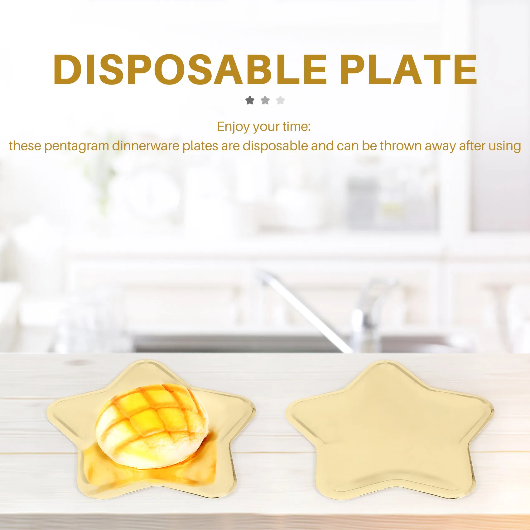 30Pcs Star Shaped Paper Plates Gold Disposable Party Plate Pentagram Dinnerware Plate for Tableware Supplies Gold