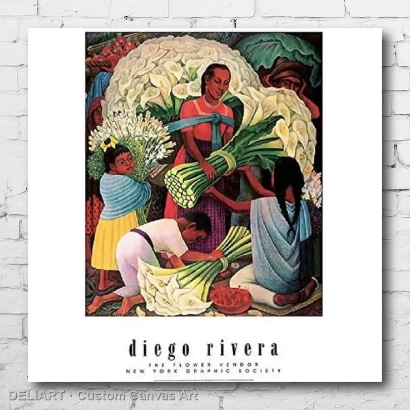 

DIEGO RIVERA - FLOWER VENDOR ART Canvas Poster Custom Size Available Room Decoration Home Decor Wall