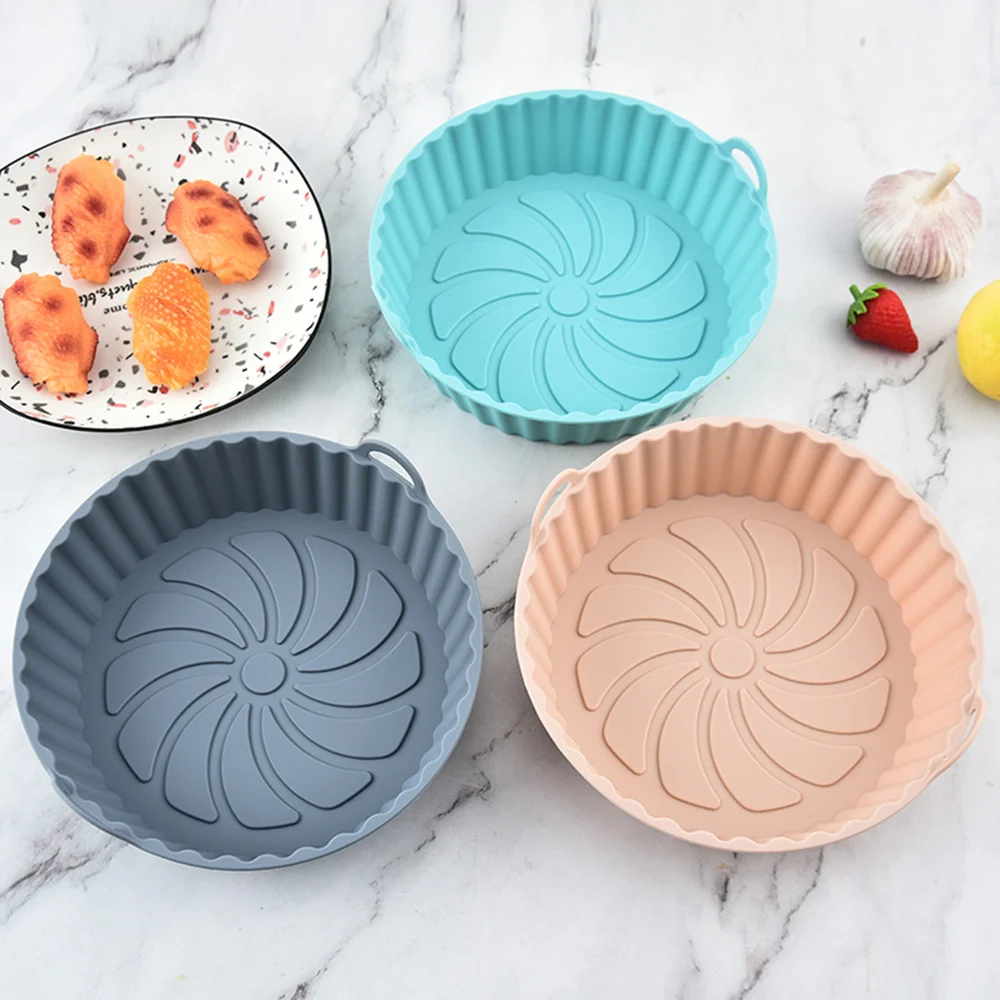 1pc Silikon Air Friteusen Ofen Backblech Pizza Gebratenes Huhn Airfryer Silikon Korb Wiederverwendbare Airfryer Pan Liner Zubehör