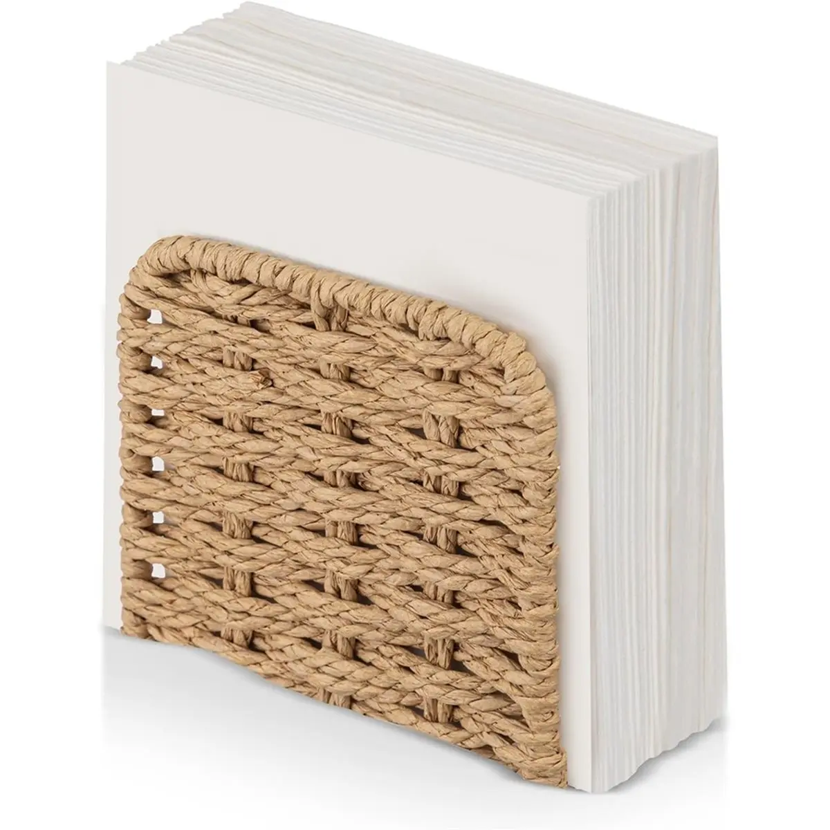 AT16 Woven Rattan Wicker Upright Napkin Holders for Table Standing Paper Dispenser for Guest Restaurant Kitchen Bathroom Room