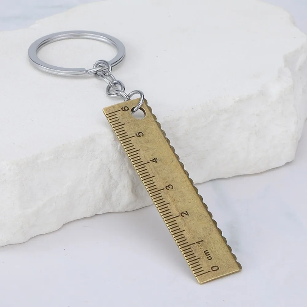 Stainless Steel Mini Measuring Ruler Anti-Loss Design Pendant Ornament Keychain Measuring Tool Multi-Functional Backpack Charm