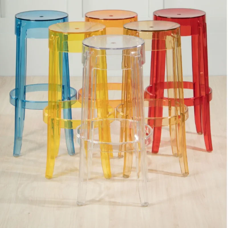 Clear Acrylic High Stool Modern Simple Bar Chair Available in 5 Colors Transparent Design Furniture Stylish Minimalist Seating