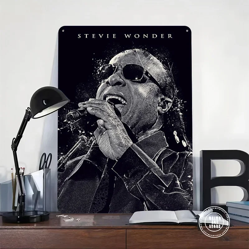 Stevie Wonder Personalized 3D Textured Metal Poster Wall Art Vintage Tin Signs for Article Decoration Gaming Desk Decor Room