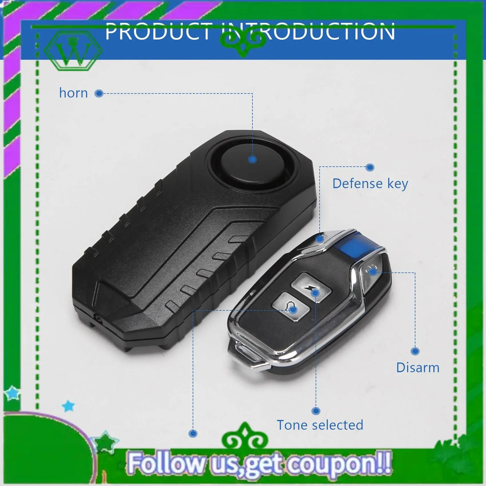 AC34-113Db Super Loud Wireless Motorcycle Bicycle Alarm Security Anti-Theft Alarm With Remote Control Waterproof Black
