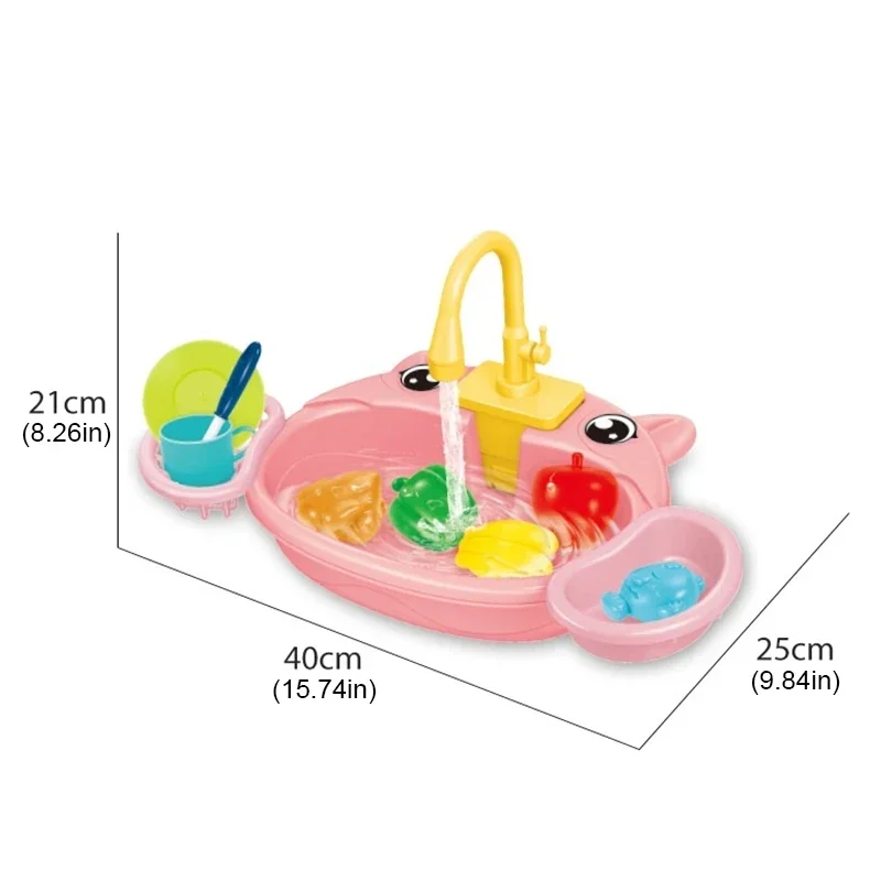 Table à vaisselle pour enfants, cuisine, semblant de jouer, subventionnement Bungalow, kit d'évier électrique à eau, jouets en plastique pour fille, cadeau