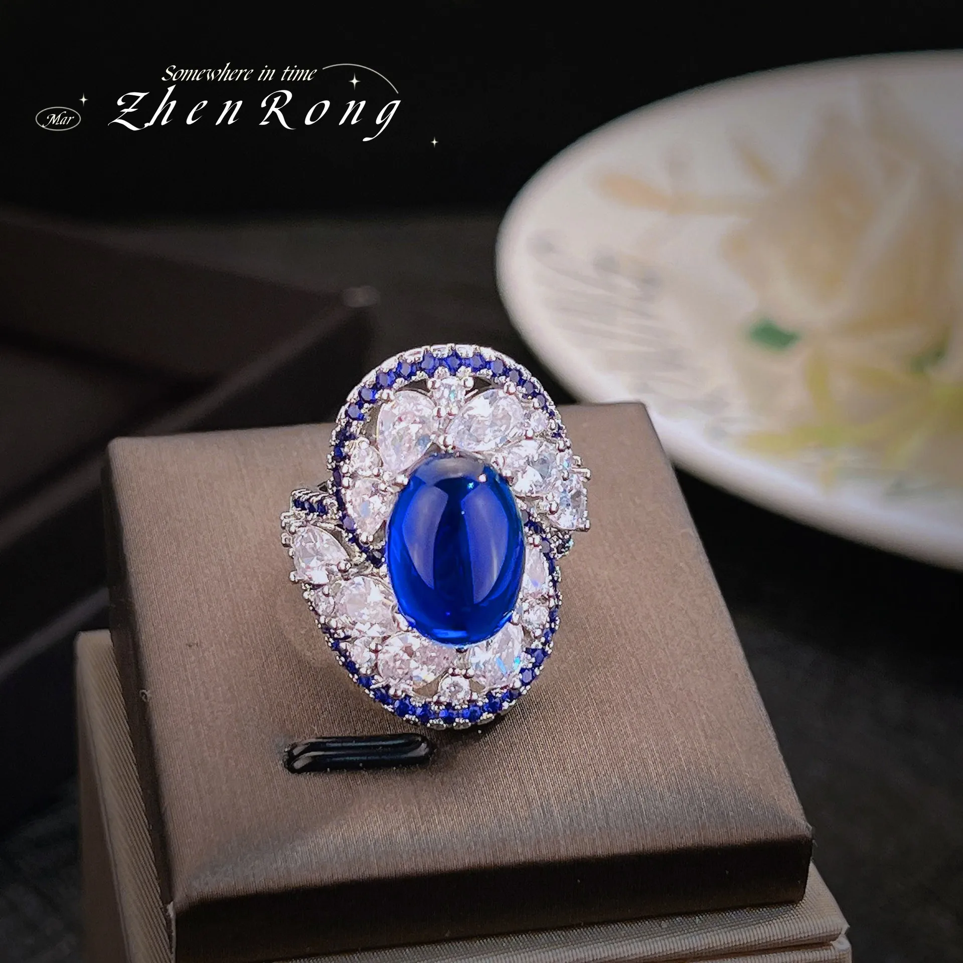 Luxury Vortex Design Sri Lanka Blue Spinel Rings For Women Wedding Engagement Ring Jewelry Valentine\'s Day Birthday Gifts