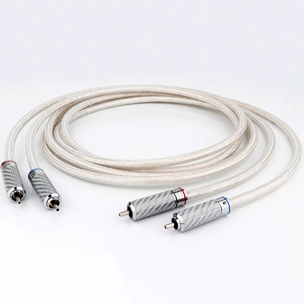 

QED Signature Silver Plated OCC RCA Cable Analog Cable RCA audio cable Silver plated with Carbon fiber RCA