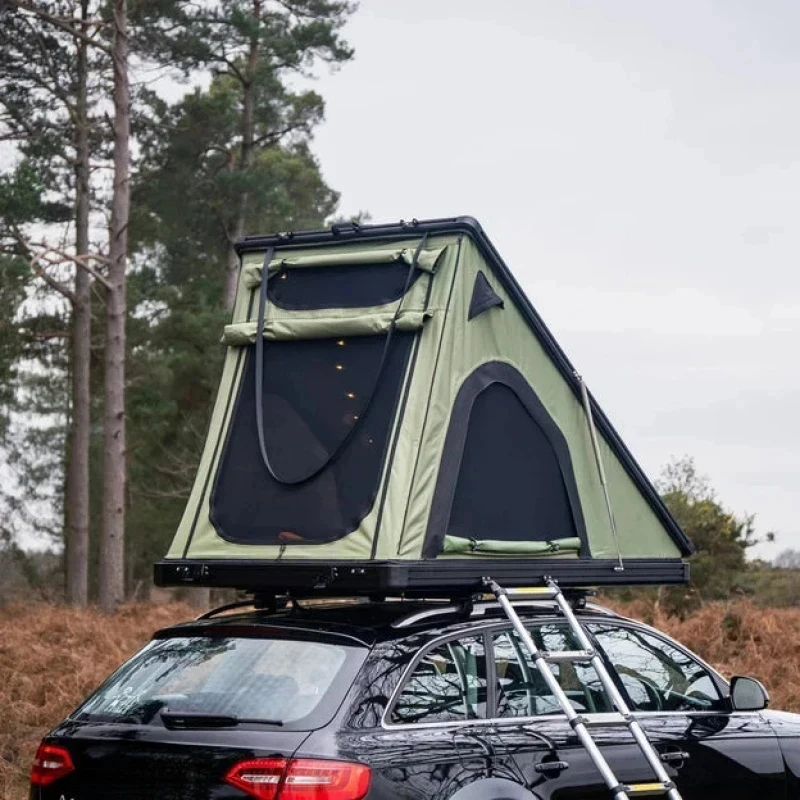 High Quality Waterproof Double Layer Foldable Aluminum Alloy Hard Shell Rooftop Tent Outdoor Camping Accessory