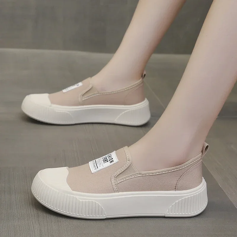 2024 New Hot Sale Women Sneakers Platform Shoes Canvas Thick Bottom Real Leather Round Toe Casual Comfortable Ladies Sneakers