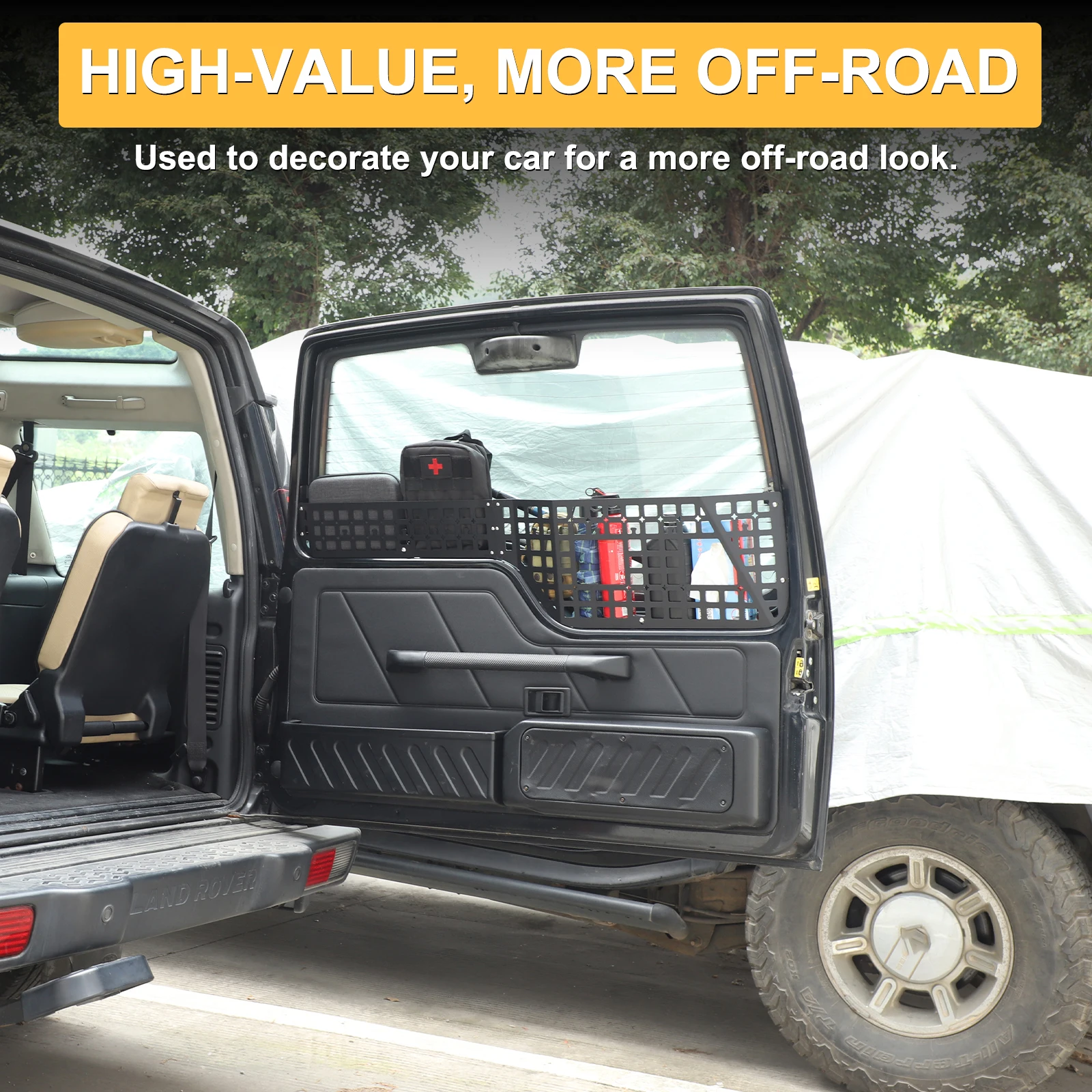 For Land Rover Discovery 2 LR2 1998-2003 Aluminum Alloy Car Rear Door Tailgate Window External Baffle Extra Storage Space Access