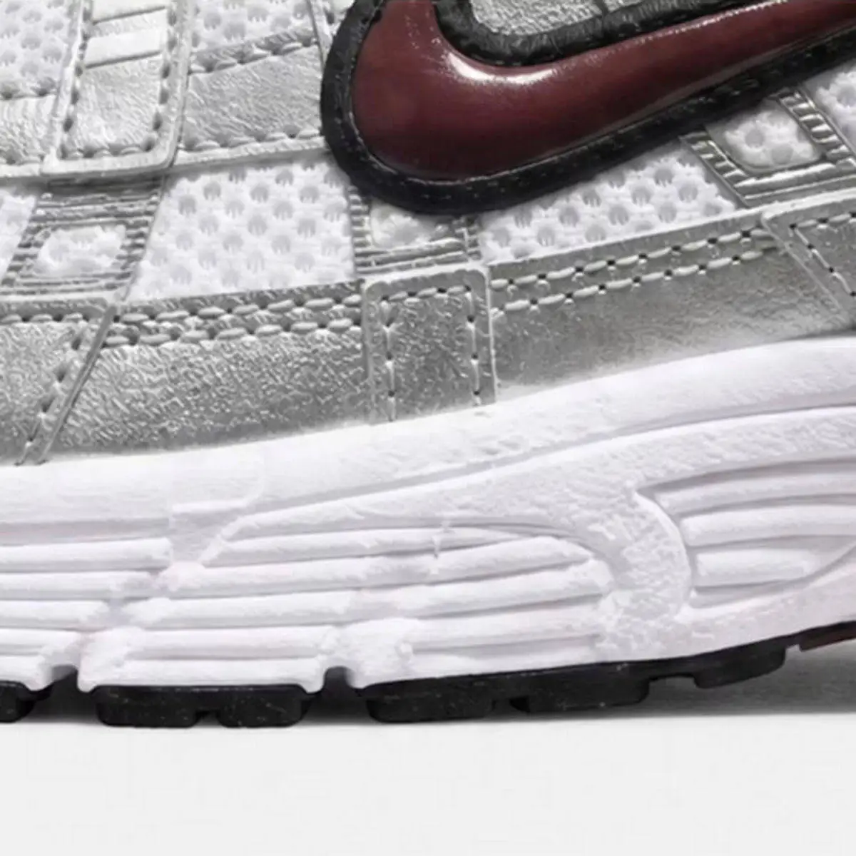 Nike Authentic P 6000 Women Retro Sneakers BV1021-112 Black White Metallic Silver Foam Midsole Rubber Outsole