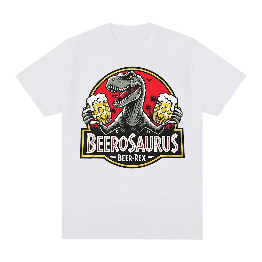 Beerosaurus مضحك البيرة ريكس ديناصور تي شيرت الرجال النساء الملابس موضة تي شيرت غير رسمي القطن المتضخم قصيرة الأكمام تي شيرت