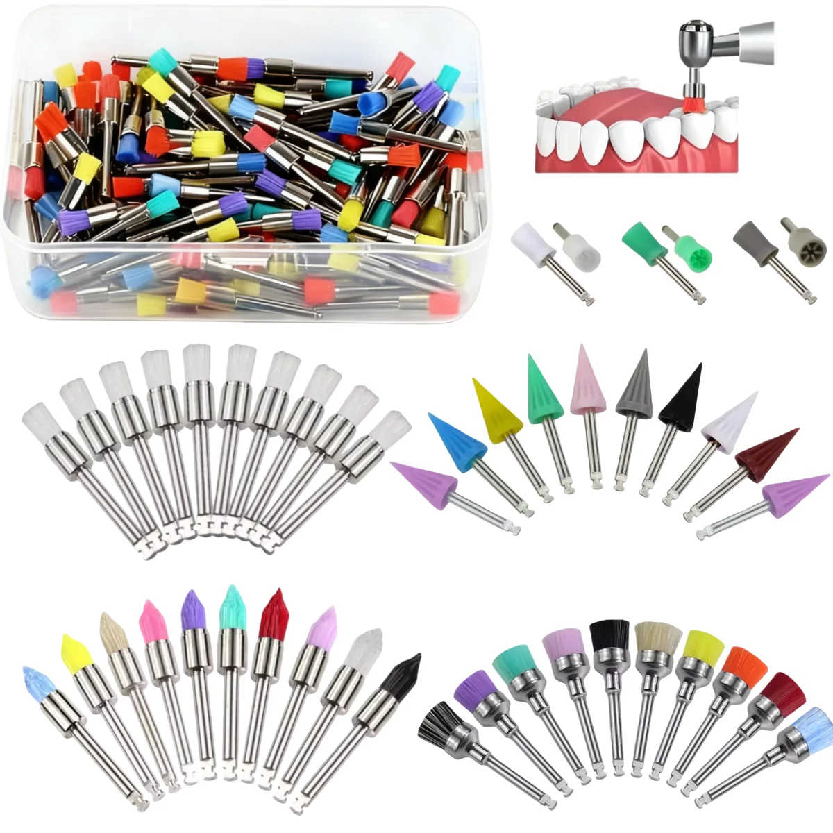 

Dental Prophy Polishing Brush Disposable Polisher Latch Type Brushes for Teeth Polishing and Stain Removal Dental Clinic Tools