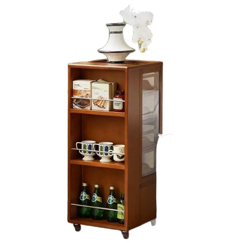 figure display cabinet, movable side cabinet in living room, tea table, medieval solid wood small cabinet