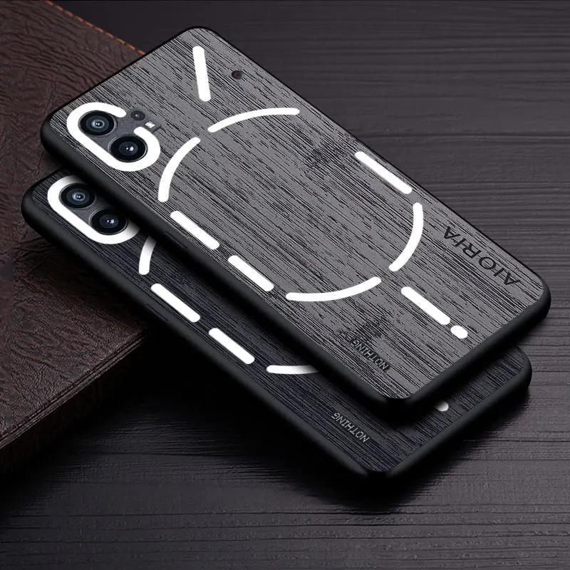 Funda para Nothing Phone 1 one Nothing Phone1 funda con diseño de madera de bambú Funda de cuero para teléfono Coque de lujo para nada teléfono 1 funda