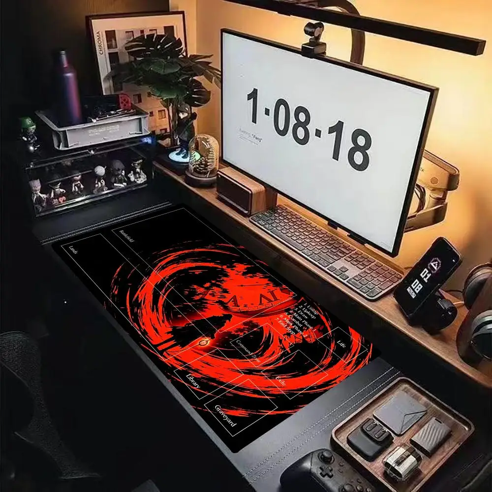 Dark vibe oversized desk mat natural rubber game mouse pad stable anti-slip vivid HD print reinforced edge stitching