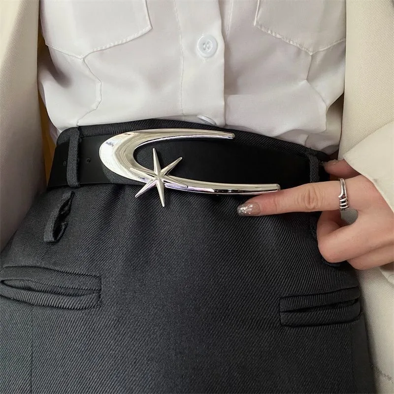 

Unisex Jeans Belt Goth Y2k Designer Belts For Women High Quality Luxury Brand Black Punk Accessory 3.2cm Waistband Men