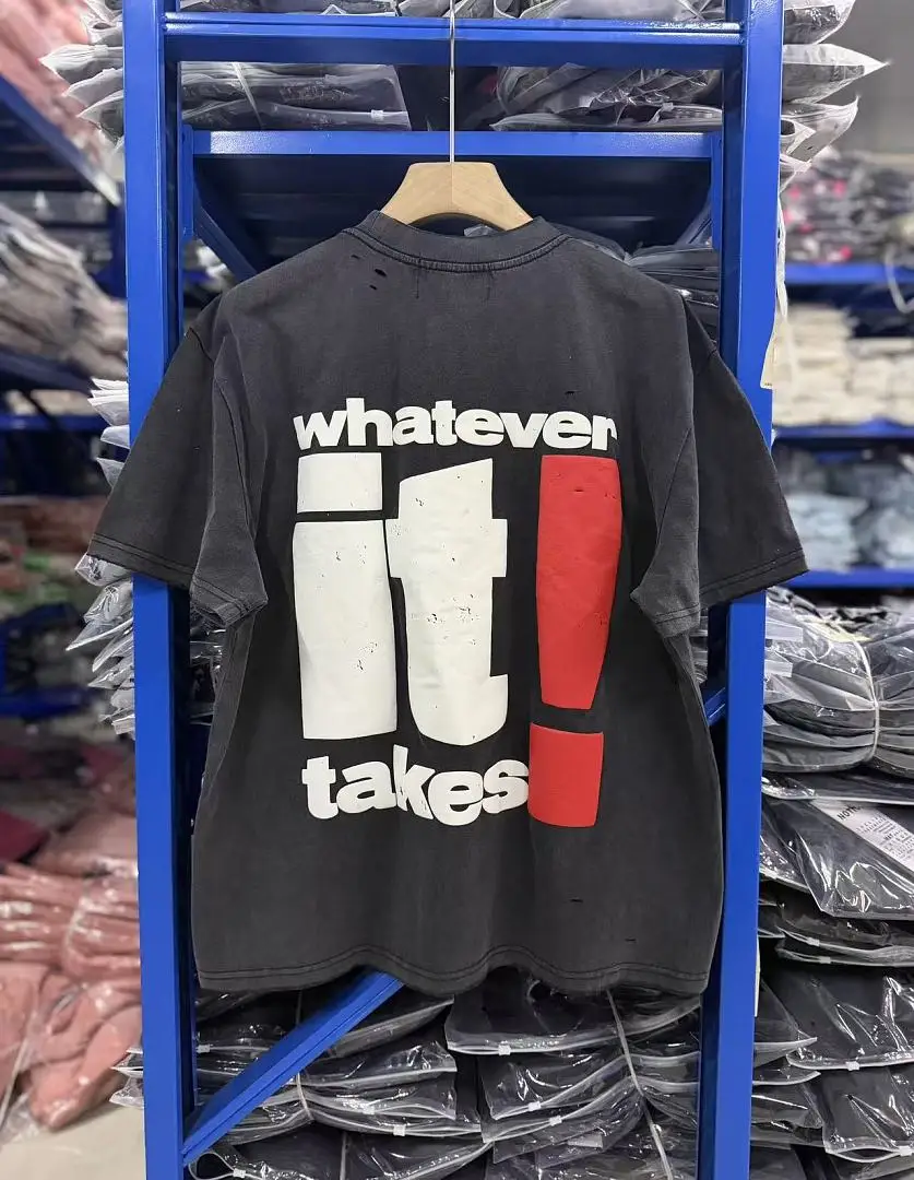 2026ss Satoshi Nakamoto Whatever It Takes Diamonds Logo embellished Distressed Women Men T shirts Washed Men Oversized T shirt