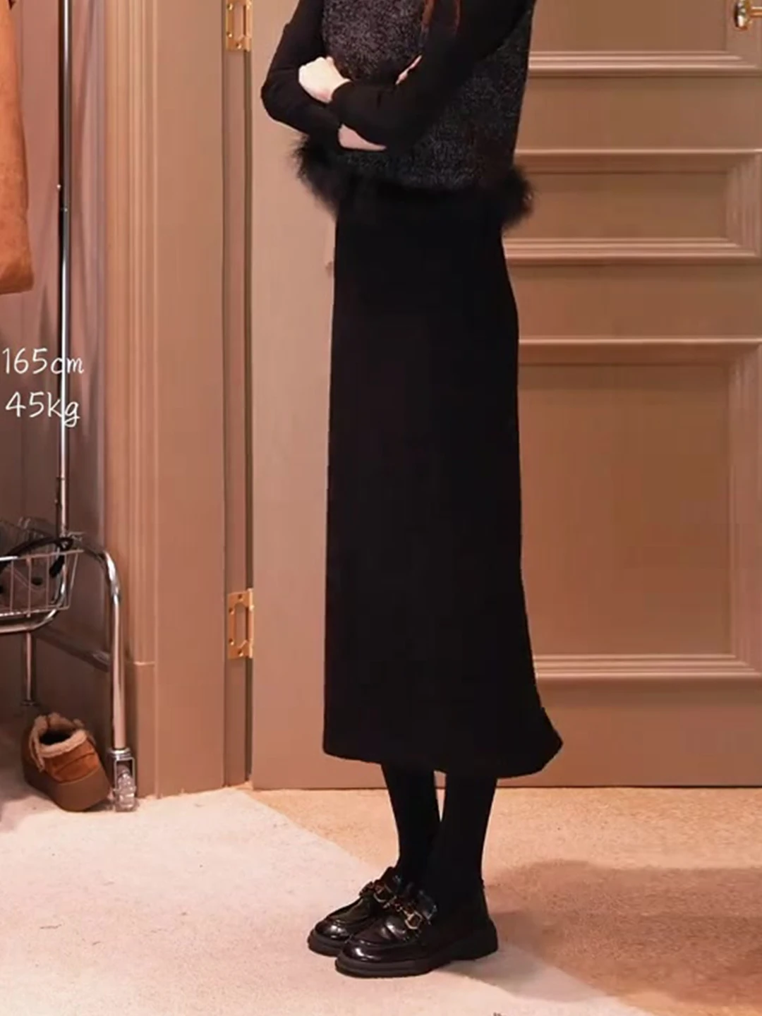 

Элегантная шерстяная юбка-карандаш с высокой талией, прямого кроя, универсальная, для взрослых женщин, модная, осенне-зимняя