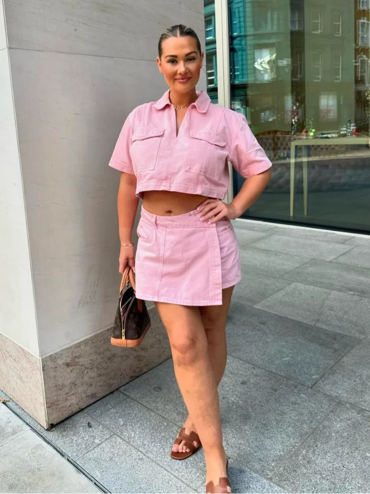 

2025 Ladies Casual Short Suit New Fashion Women Slim-fitting Mini Skirt Half Sleeves Pullover Shirt Set Commuting Street Wear