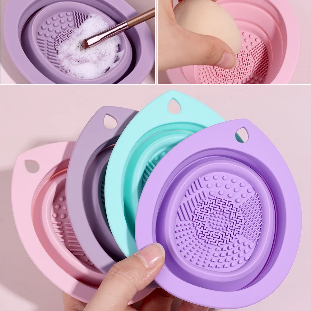 Tigelas de lavagem portáteis de silicone, novo design de água, limpador de escova, ferramenta de maquiagem, pó multifuncional, beleza Egg Wash Box