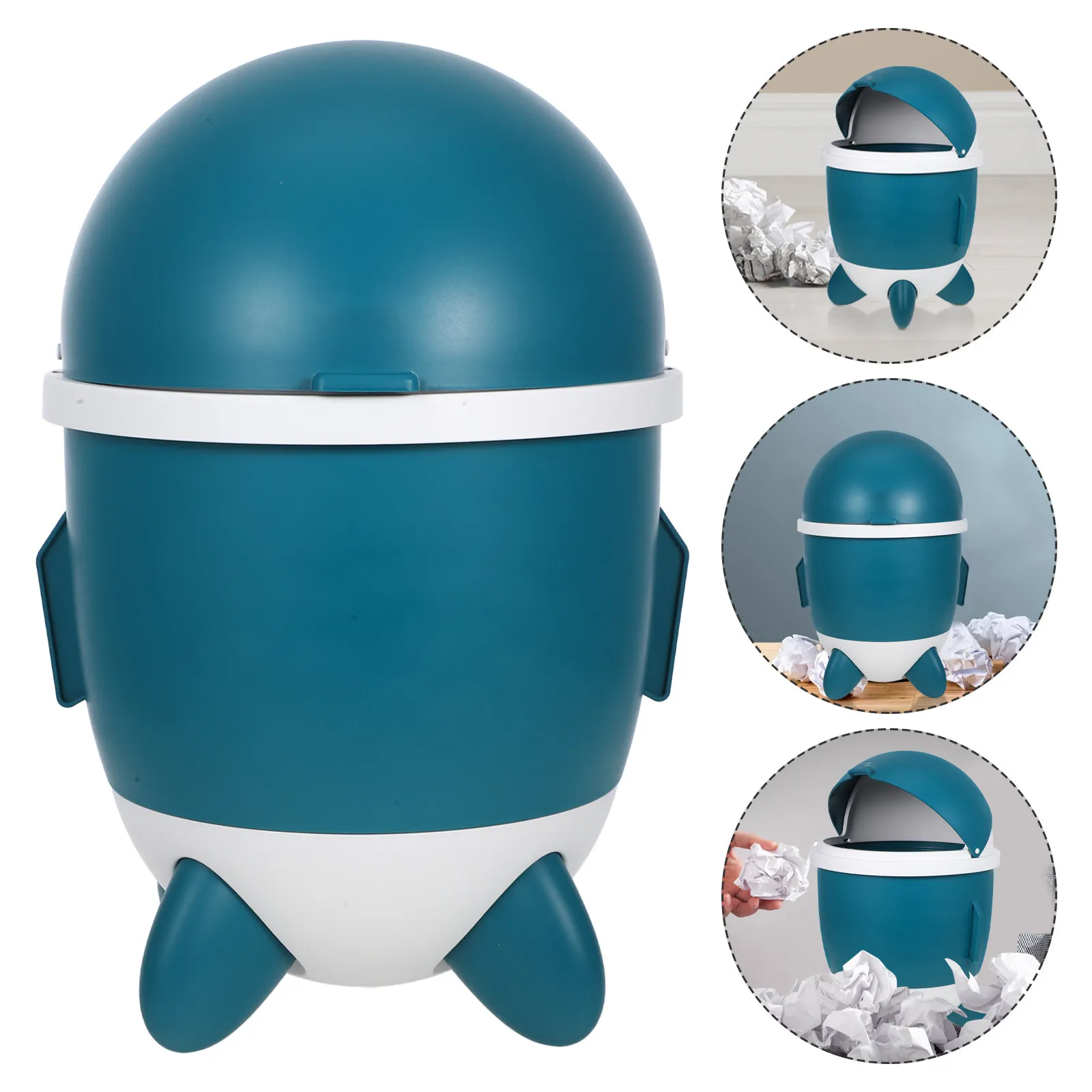 

Rocket Shaped Trash Can Plastic Wastebasket Large Capacity Cute Small Desk Garbage Bin Bedroom Office Tabletop Rubbish Can