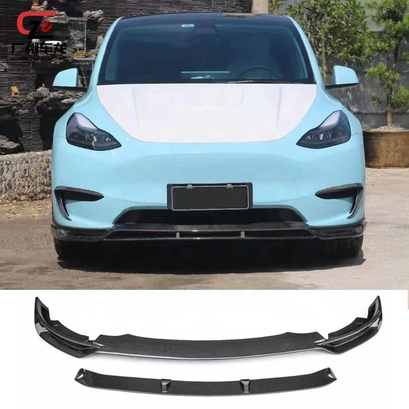 High Quality Carbon Fiber Car Bumper Front Lip Rear Lip Side Skirts Rear Spoiler for Tesla Model Y 2021 Car Bodykit