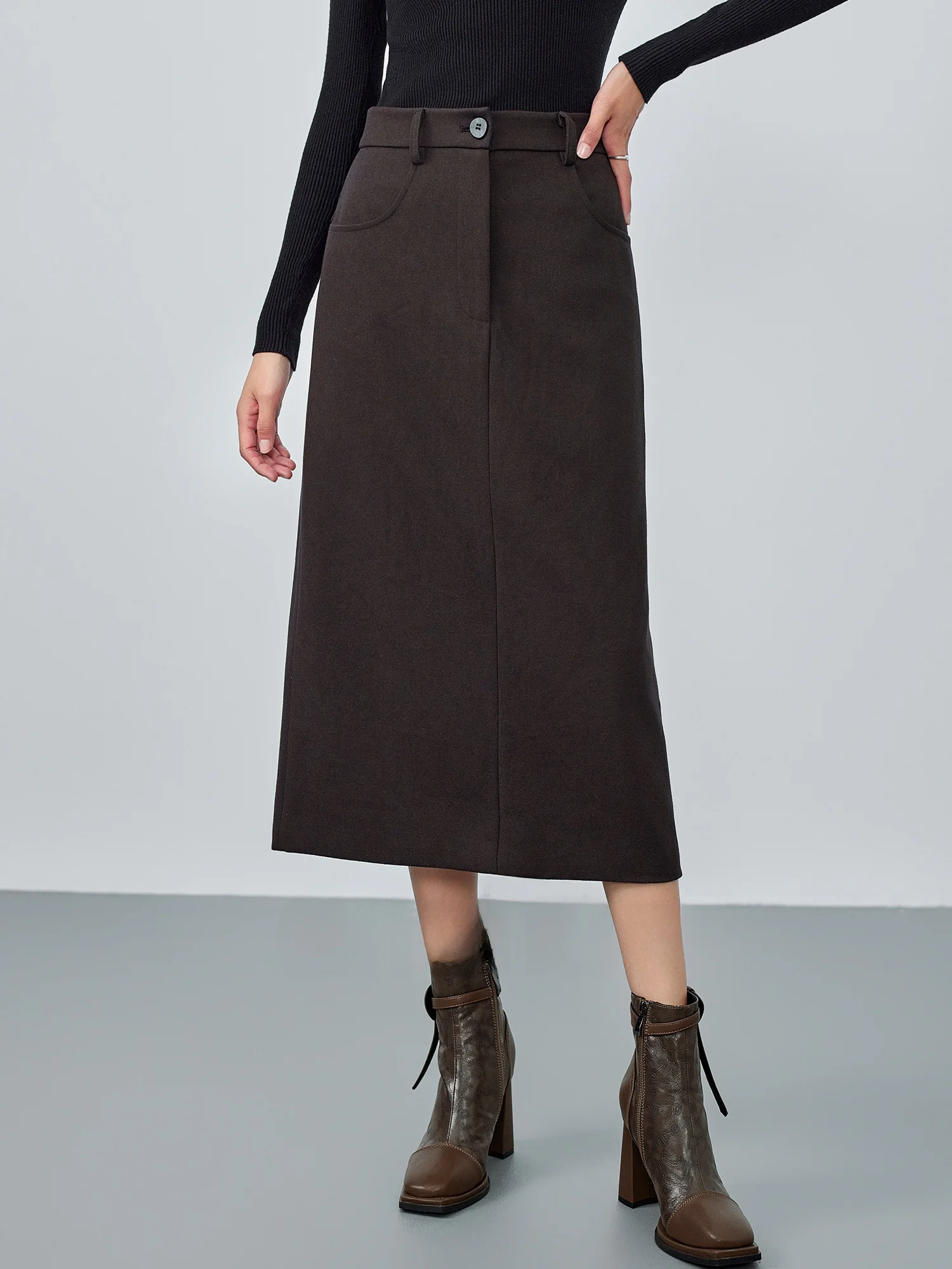 

Chic Commuter A-Line Skirt Women's Faionable Woolen Skirt High Waist Polyester Knitted Casual Sle Autumn Winter New ...