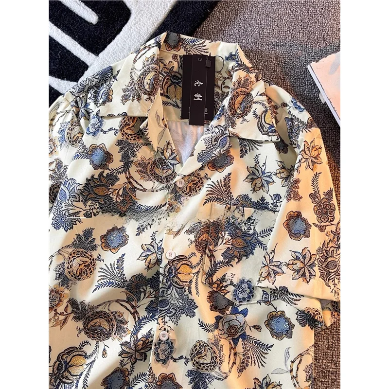 

Loose Cuban Collar Floral irt Men's Summer New Sle Hong Kong Sle Haome Casual irt Large Size 300 Pou American R...