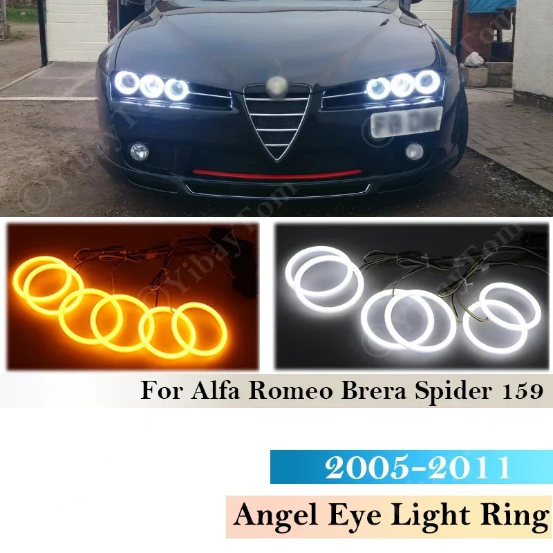 6 Pcs For Alfa Romeo 159 2005 ~ 2011 Durable SMD Cotton Light Switchback LED Angel Eye Ring DRL Trim Kit Turn Signal 6000K