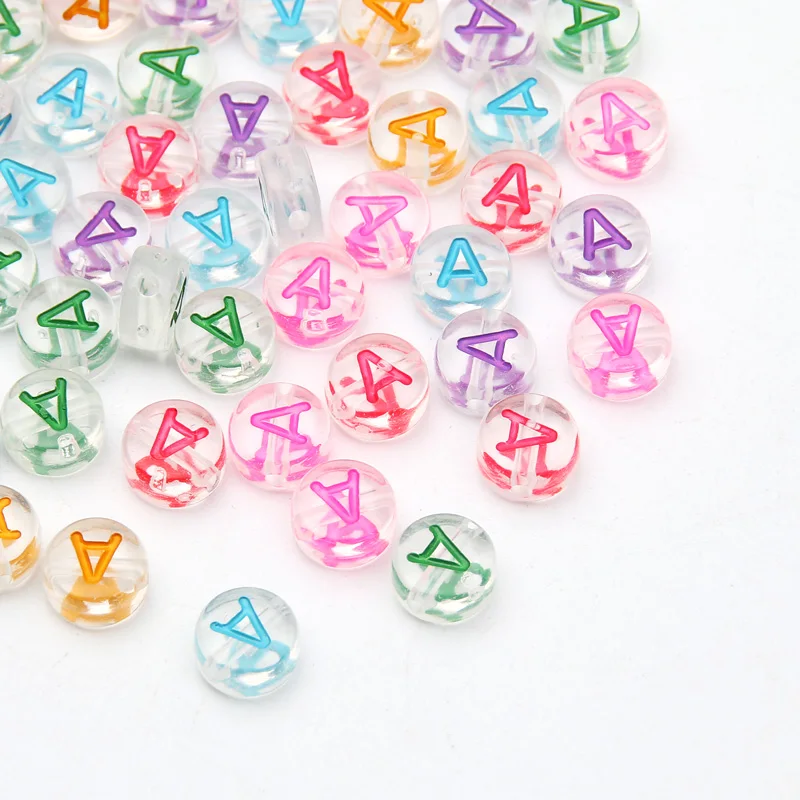 4x7mm Round Transparent Acrylic Letter Beads Color Alphabet Loose Beads For Handmade Necklace Bracelet DIY Jewelry Making Crafts