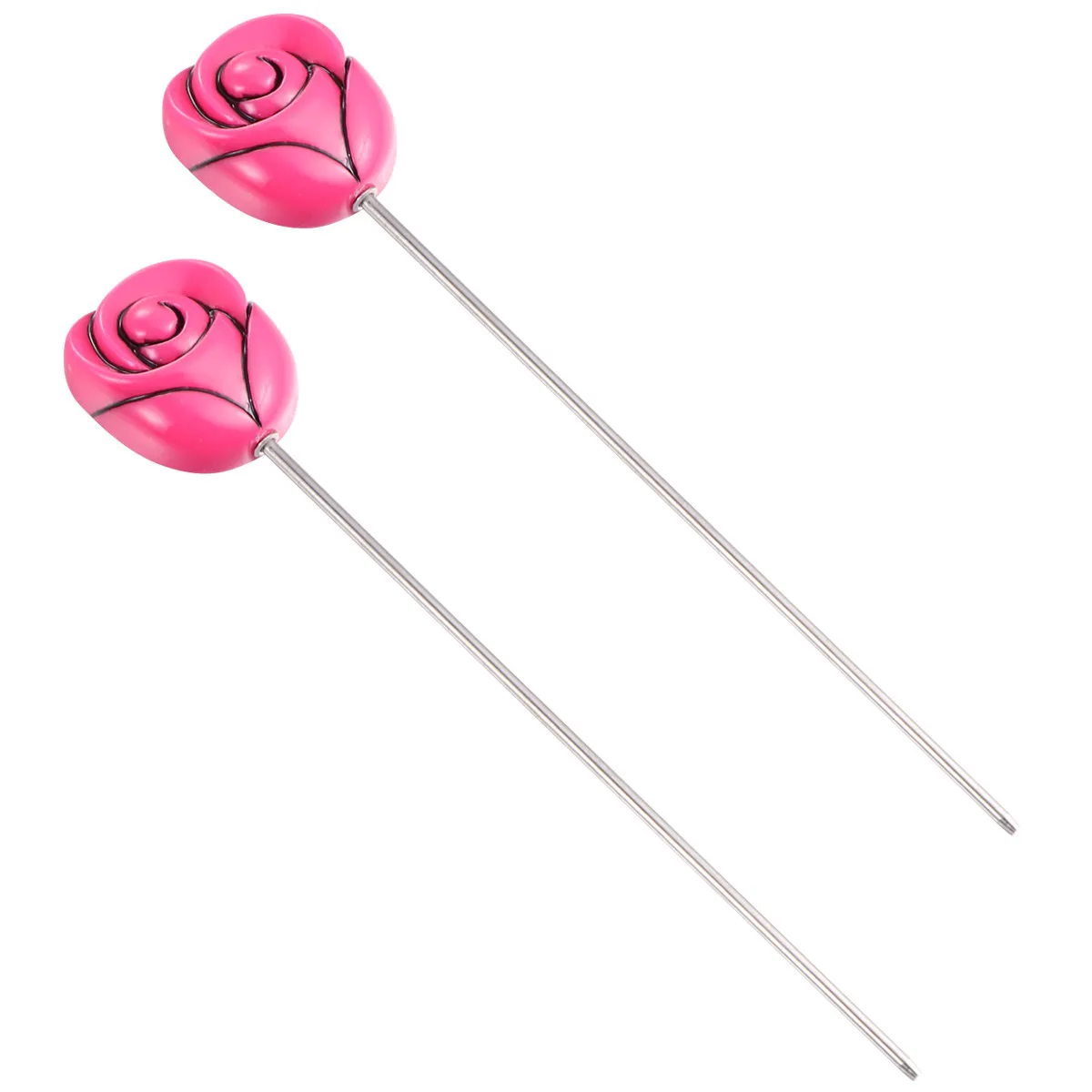 2Pcs Professional Stainless Steel Cake Test Pin with Decorative Rose Head Strong Grip for Oven Baking Testing Cake Bread Muffin