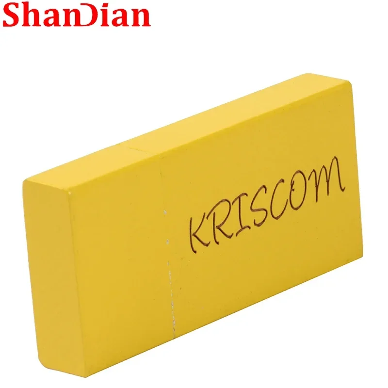 Shandian ไดรฟ์ปากกาไม้สีเหลือง128GB USB แฟลชไดร์ฟ64GB โลโก้ที่กำหนดเองฟรี2.0 U Disk 32GB 16GB 8GB หน่วยความจำของขวัญแต่งงาน