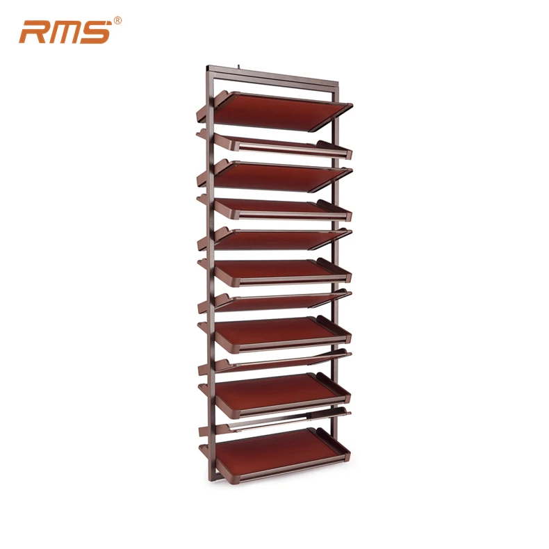 

Home Entrance Cabinet Mocha Color Red-brown Pu Leather Rotating Shoe Rack
