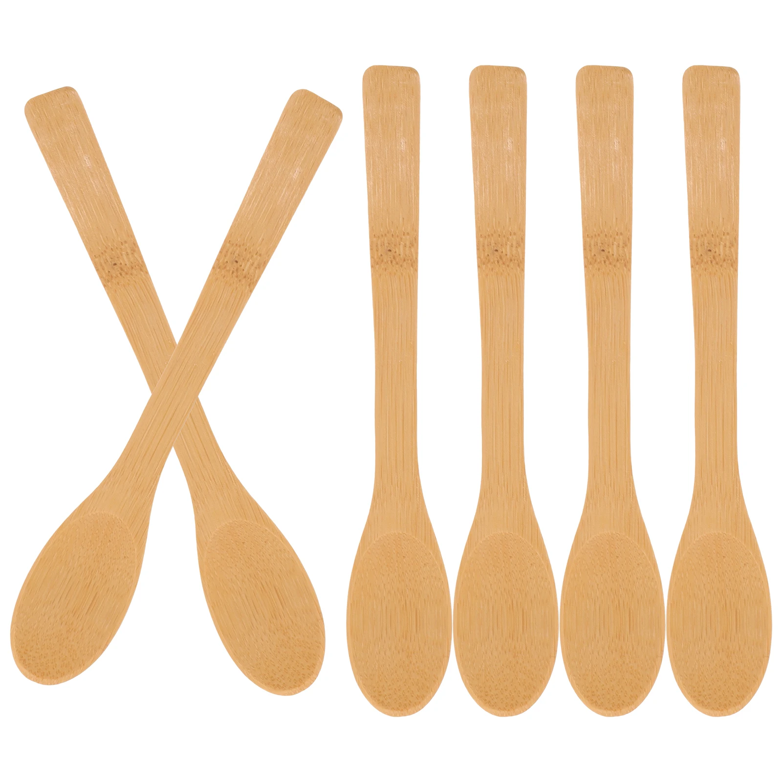 

6Pcs Bamboo Long Handle Mixing Spoon Multipurpose Coffee Stirrer Dessert Kitchen Spoon Household Spoons Reusable Spoons