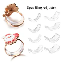 8Pcs Silicone Ring Size Cushion Ring Resizer Invisible Clear Ring Size Jewelry Guard Spacer Tool Fixed Tightener for Loose Rings