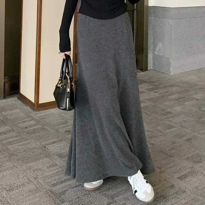 Lady Classic Hip Wrap Knitted Skirts Female Retro High Waisted A-line Dress Women Korean Designer Thin Fish Tail Skirts