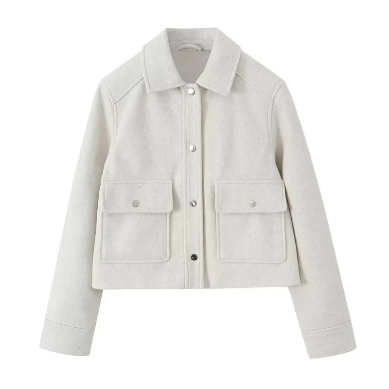 Autumn New Women's Casual Polo Collar Long Sleeve Texture Fashion Versatile Jacket Coat
