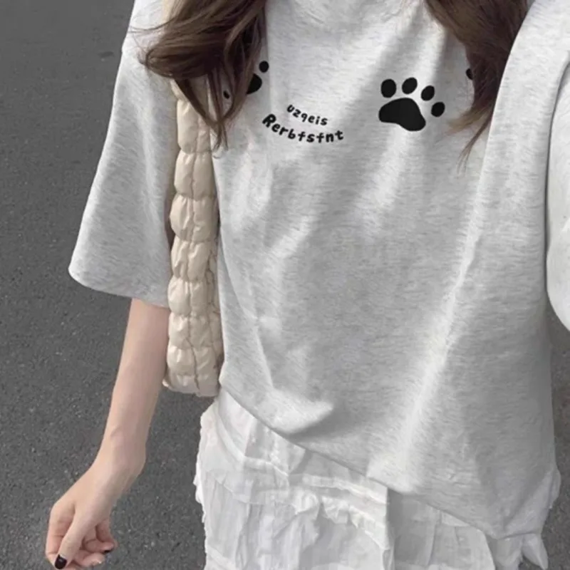 女性の綿半袖 Tシャツユニークなデザイン Y2k カジュアル女性服アメリカンスタイル通気性ルーズフィット夏トップ