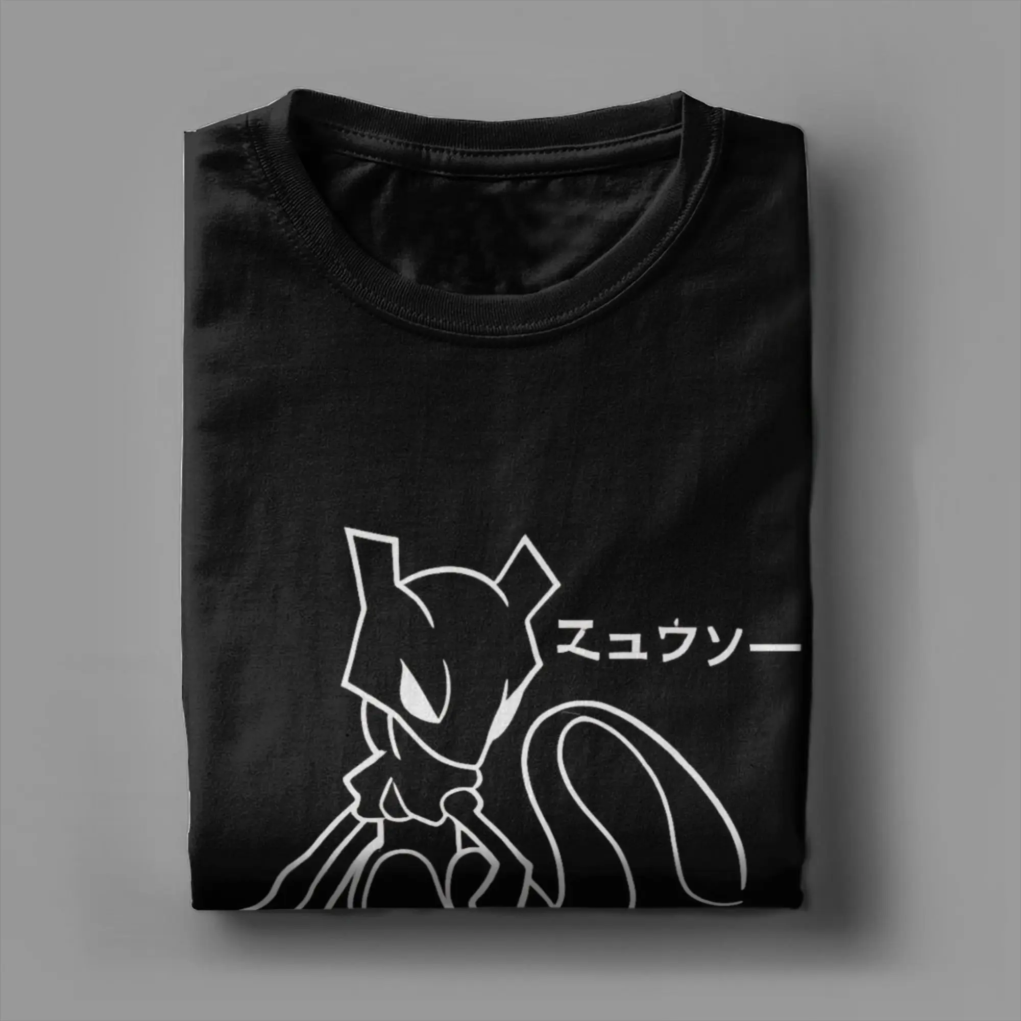 Leisure Pokemon Mewtwo Line Art T-Shirt for Men Round Collar Pure Cotton T Shirt  Short Sleeve Tee Shirt 4XL 5XL 6XL Clothes view 4